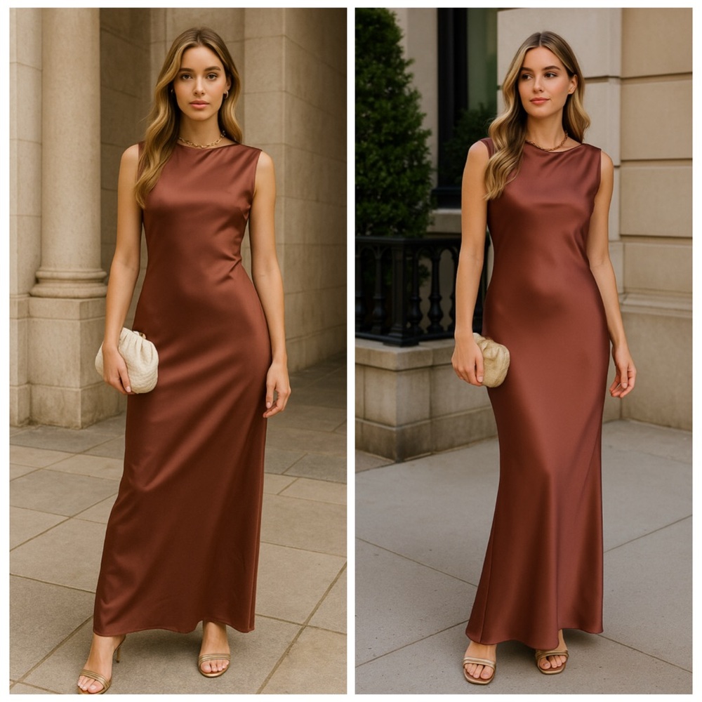 RUMER x FREE PEOPLE Kimberly Sleeveless Sheath Maxi Dress Mocha Brown Small NWT - Picture 2 of 16